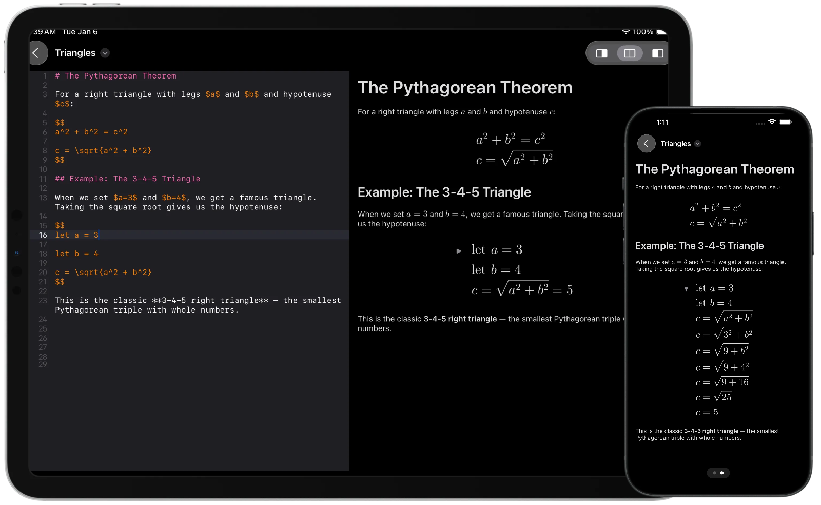 Mathdown iOS screenshot